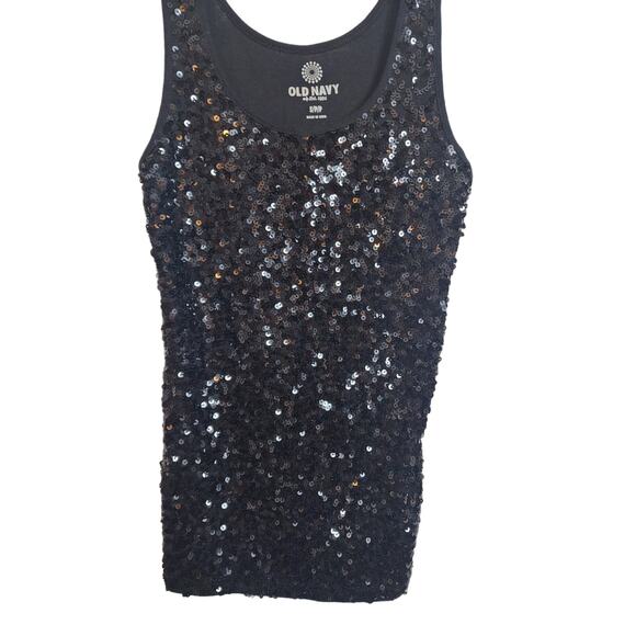 Old Navy Black Sequin Tank, Small - Picture 3 of 6